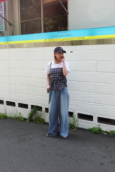 チェックギャザーキャミ